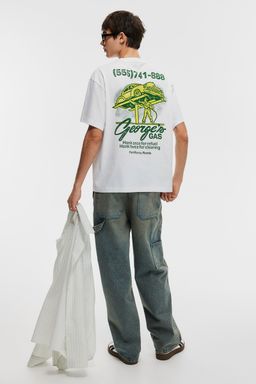 H&M - Men Blue Loose Fit Printed T-Shirt