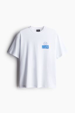 H&M - Men Blue Loose Fit Printed T-Shirt