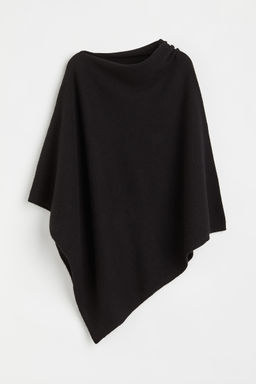 H&M - Women Black Fine-Knit Cashmere-Blend Poncho