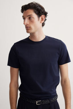 H&M - Men Beige Slim Fit Pima Cotton T-Shirt