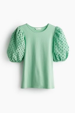 H&M - Girls White Puff-Sleeved Top