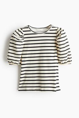 H&M - Girls White Puff-Sleeved Top