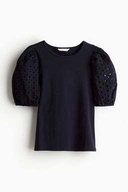 H&M - Girls White Puff-Sleeved Top