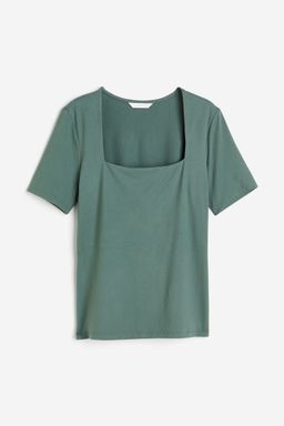 H&M - Women Green Square-Neck Top