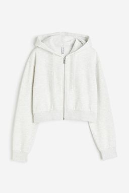 H&M - Women Grey Cropped Zip-Through Hoodie