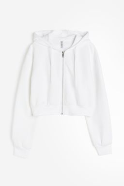 H&M - Women Grey Cropped Zip-Through Hoodie