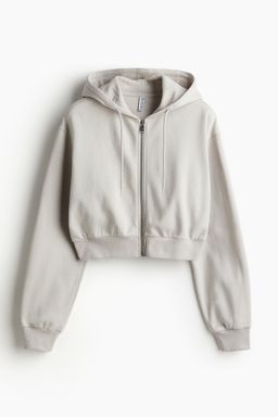 H&M - Women Grey Cropped Zip-Through Hoodie