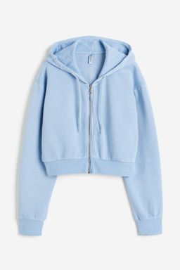 H&M - Women Grey Cropped Zip-Through Hoodie