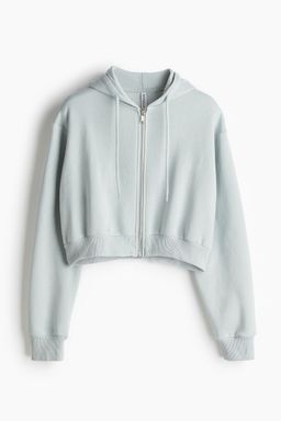 H&M - Women Grey Cropped Zip-Through Hoodie