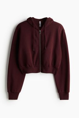 H&M - Women Grey Cropped Zip-Through Hoodie