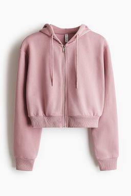 H&M - Women Grey Cropped Zip-Through Hoodie