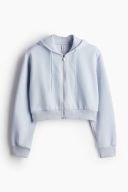 H&M - Women Grey Cropped Zip-Through Hoodie