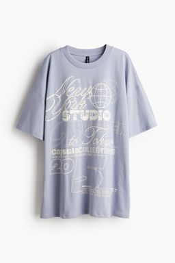 H&M - Women Grey Oversized Motif-Detail T-Shirt
