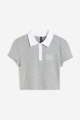H&M - Women Grey Cropped Polo Shirt