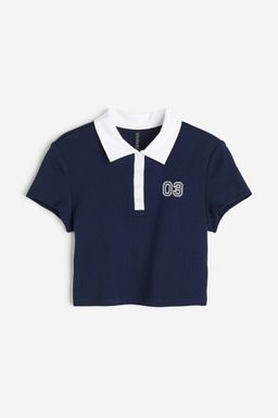 H&M - Women Grey Cropped Polo Shirt