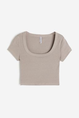 H&M - Women Black Cropped Ribbed T-Shirt