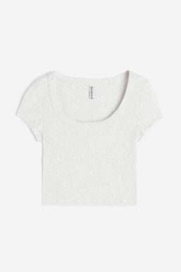 H&M - Women Black Cropped Ribbed T-Shirt