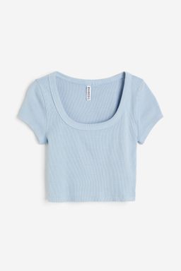 H&M - Women Black Cropped Ribbed T-Shirt