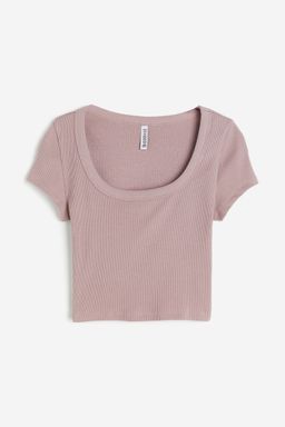 H&M - Women Black Cropped Ribbed T-Shirt