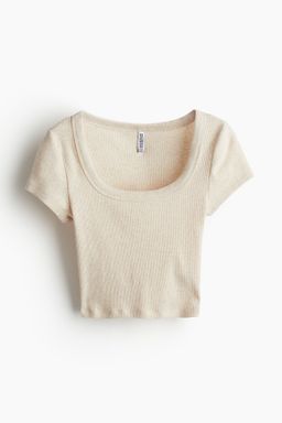 H&M - Women Black Cropped Ribbed T-Shirt