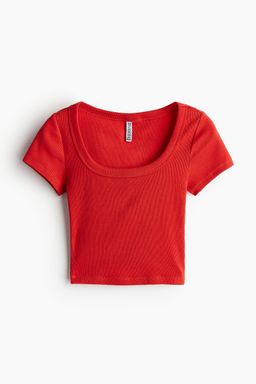 H&M - Women Black Cropped Ribbed T-Shirt