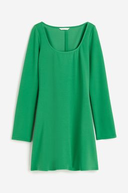 H&M - Women Green Square-Neck Jersey Dress