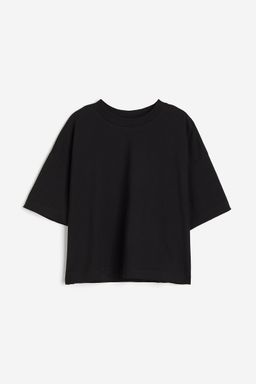 H&M - Women Black Boxy-Style Cotton T-Shirt