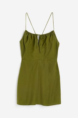H&M - Girls Beige Linen-Blend Dress