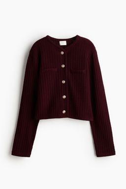 H&M - Women Black Short Textured-Knit Cardigan