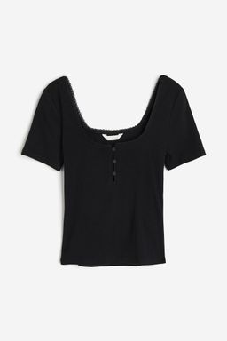 H&M - Girls White Ribbed Jersey Top