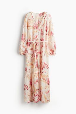 H&M - Women Blue Tie-Belt Crepe Dress