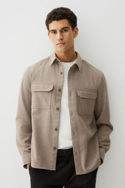 H&M - Men Grey Regular Fit Felted Overshirt