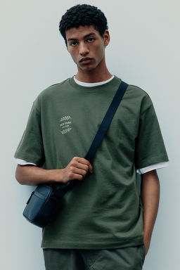 H&M - Men Blue Loose Fit Printed T-Shirt