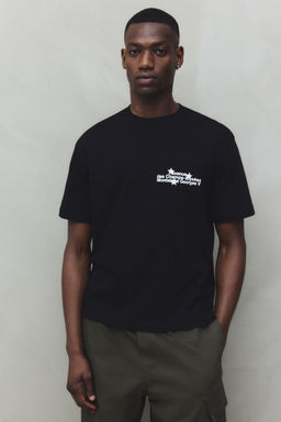 H&M - Men Blue Loose Fit Printed T-Shirt