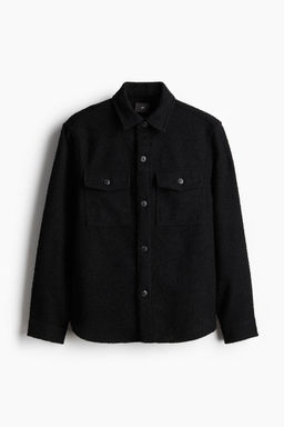H&M - Men Black Regular Fit Wool-Blend Overshirt