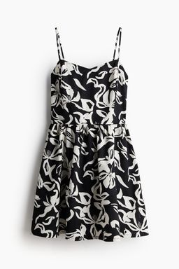 H&M - Women Black Flared-Skirt Cotton Dress