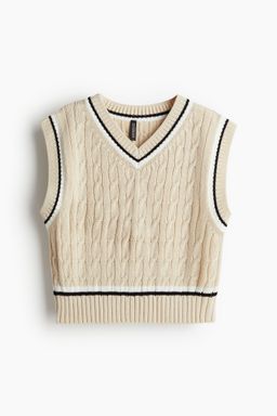 H&M - Women White Cable-Knit Sweater Vest