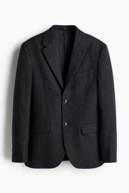 H&M - Men Black Regular Fit Wool-Blend Jacket