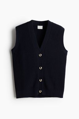 H&M - Women Blue Rib-Knit Sweater Vest