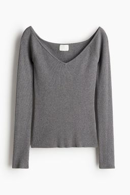 H&M - Women Grey Off-The-Shoulder Top