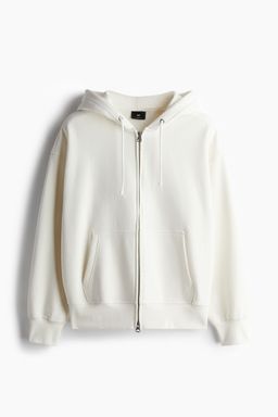H&M - Men White Oversized Fit Zip-Through Hoodie