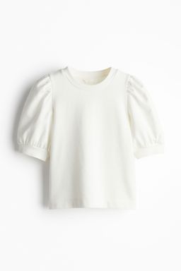 H&M - Girls White Puff-Sleeved Top
