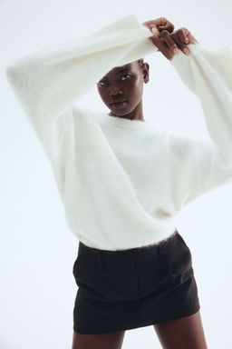 H&M - Women White Oversized Mohair-Blend Jumper