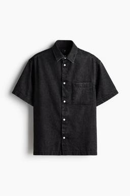 H&M - Men Black Loose Fit Denim Shirt