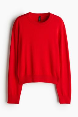 H&M - Women Red Short Fine-Knit Jumper
