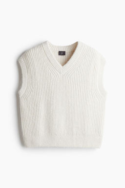 H&M - Men White Loose Fit V-Neck Sweater Vest