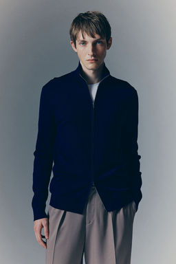 H&M - Men Black Slim Fit Zip-Through Cardigan