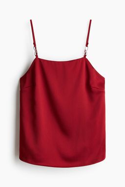 H&M - Women Red Rhinestone-Detail Satin Strappy Top