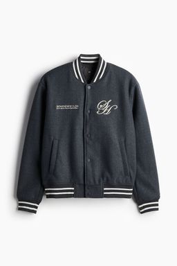 H&M - Men Grey Loose Fit Baseball Jacket