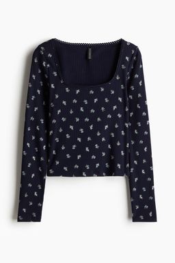 H&M - Girls Black Picot-Trimmed Cotton Top
